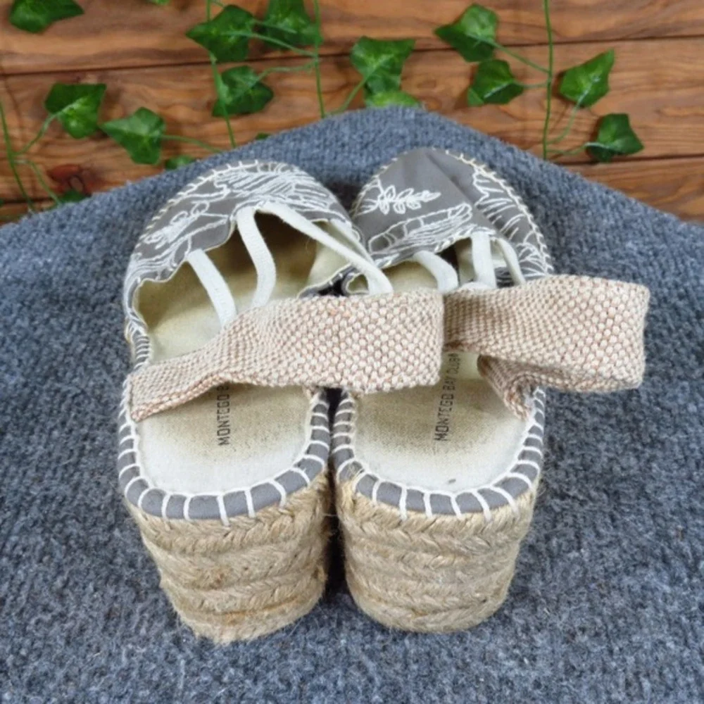 Montego Bay Club Womens‎ Espadrille Wedge Sandals Size 7.5 Gray Canvas